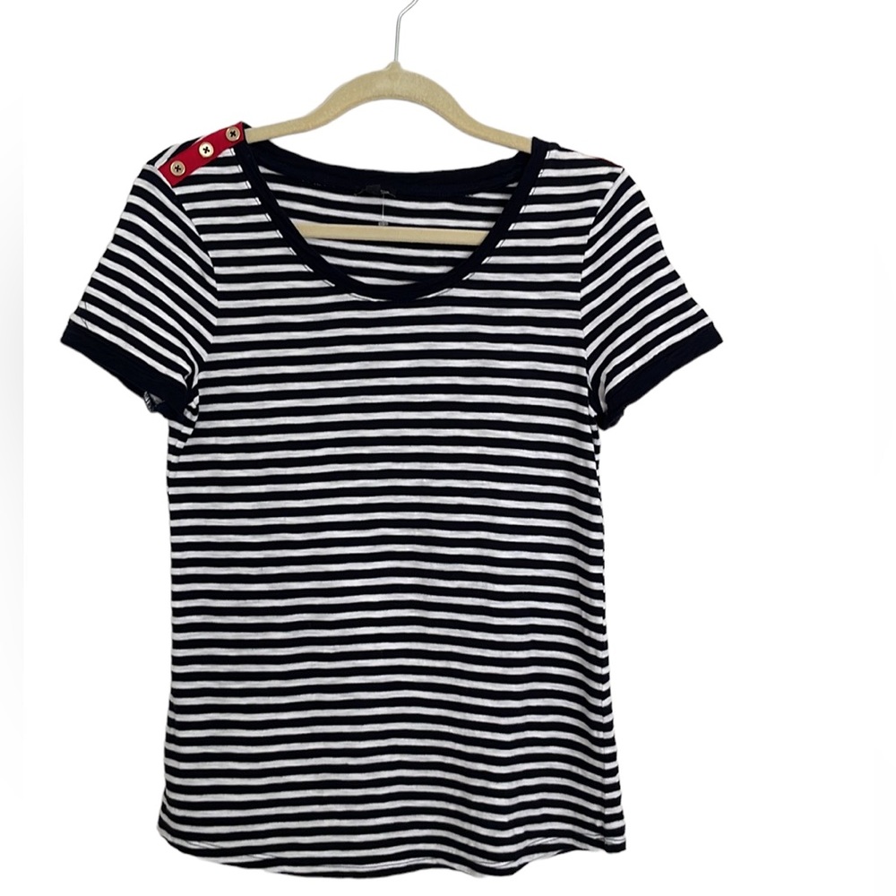 Talbots black white striped top